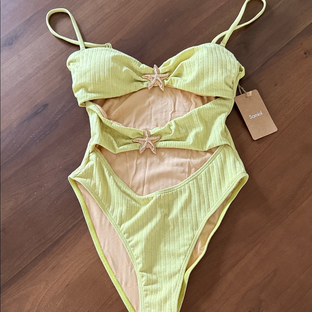 Lime Green Ribbed Bikini Set